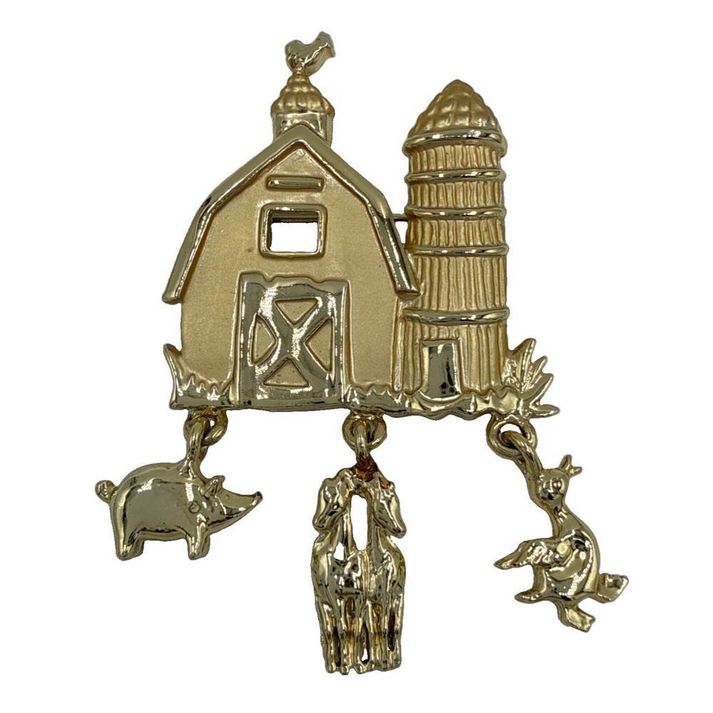 Vintage Barn Charms Brooch Pin Antique Estate Style Lot Find - Unsigned